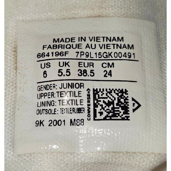 Converse White Cotton Chuck Taylor All Star Rainbow Sneakers Size 6 2043 - Picture 13 of 16